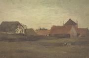 Vincent Van Gogh Farmhouses in Loosduinen near The Hague at Twilight (nn04) oil painting picture wholesale